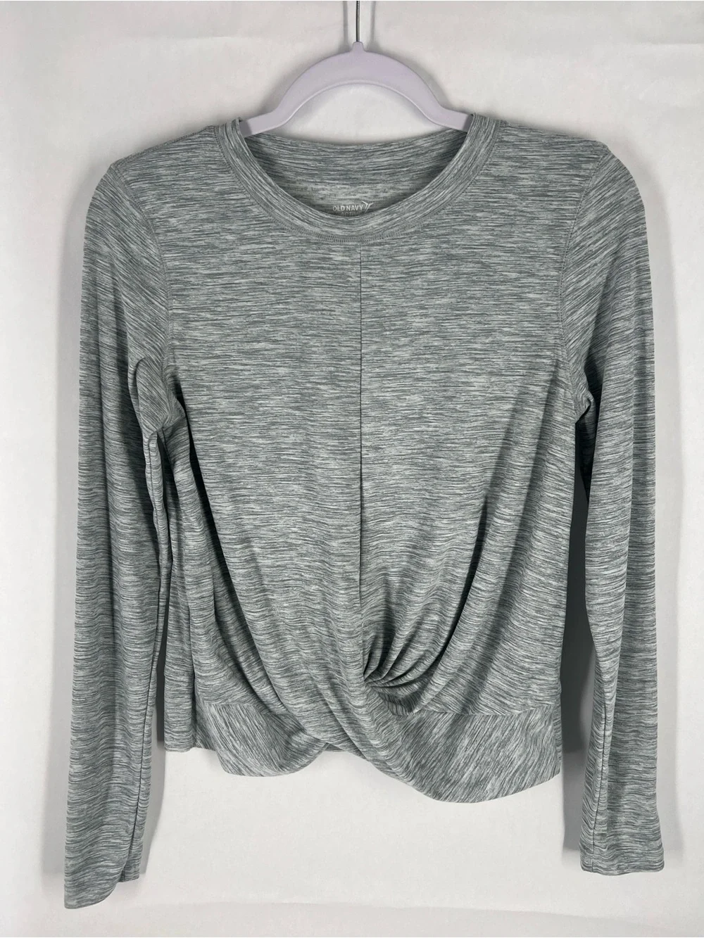 Old Navy Active Breathe ON Twist Front Workout Top Gray Space Dye Size M